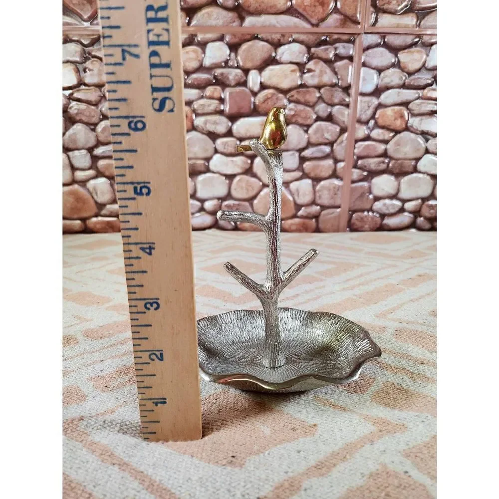 Two's Company Gold Bird on Branch Jewelry/Ring Holder Tree Stand Display Metal